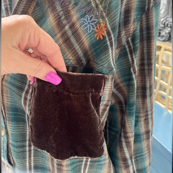 NWT Urban Outfitters BDG Patchwork Brown/Green Plaid Velvet Oversized Women’s M - Picture 6 of 13